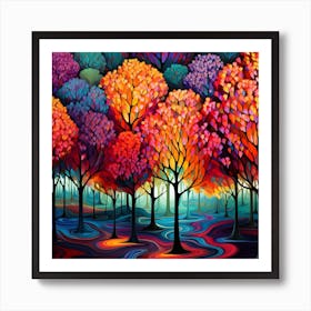 Colorful Trees In The Forest 2 Art Print