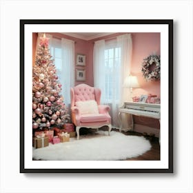 Christmas Tree In A Pink Room Art Print