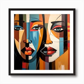 Two Women'S Faces Art Print