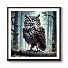 Owl In The Forest 76 Art Print