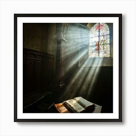 A Devoted Individual In Quiet Contemplation Clasping A Worn Holy Bible Tightly With An Air Of Sole (1) Art Print