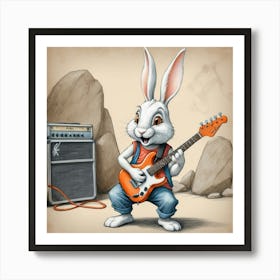 Bunny Playing Guitar 4 Art Print