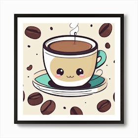 Kawaii Coffee 10 Art Print