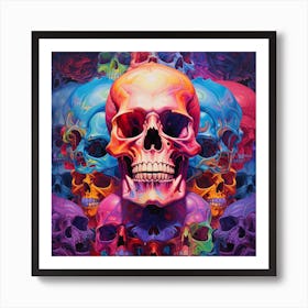 Colorful Skulls Art Print