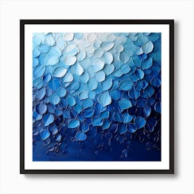 Abstract Blue Leaves Art Print