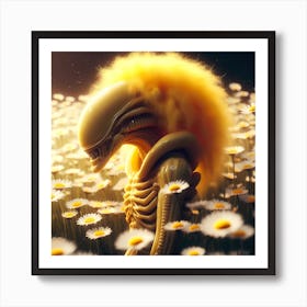 Alien In A Field Of Daisies 1 Art Print