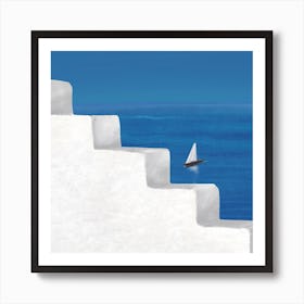 Sail Away Santorini Square Art Print