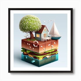 House In The Sea Art Print