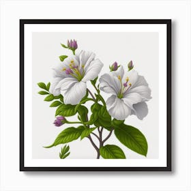 White Hibiscus Flower myluckycharm3 Art Print