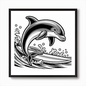 Dolphin Surfing Art Print