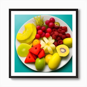 A Plate Filled With Many Different Types Of Tropical Fruits With A Soft Clear Background (1) Affiche