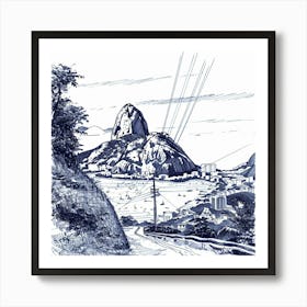 A Sugarloaf Mountain In Rio De Janeiro Hand Draw 1719996060 4 Art Print