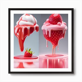 Strawberry Ice Cream Art Print