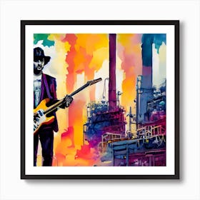 The Man and His Guitar Art Print