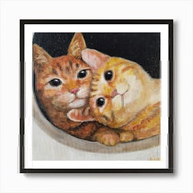 Two Cats In A Bowl Art Print