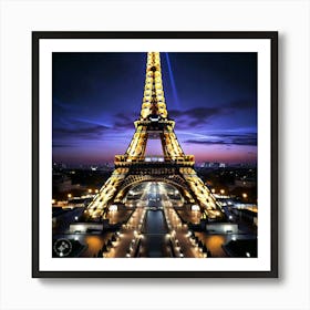 Eiffel Tower At Night Art Print