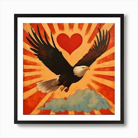 Eagle with Heart-shaped Cloud 1 Art Print