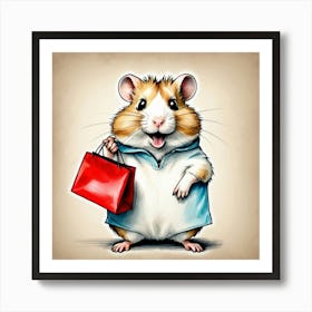 Hamster With Shopping Bag 2 Art Print