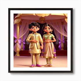 3d Animation Style A Radiant And Jubilant Indian Wedding Scene 0 (1) Art Print