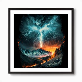 Impressive Lightning Strikes In A Strong Storm 17 Art Print