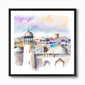 Watercolor Of A City Art Print