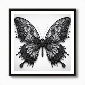 Black Lace Butterfly III Art Print