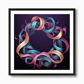 Vector Decorative Ornamental Ribbon Bow Curled Twisted Elegant Delicate Stylish Adorned F (4) Art Print