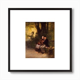 Couple Sitting On A Bench Art Print