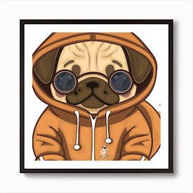 Pug Dog With Glasses Art Print