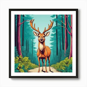 Deer In The Forest 9 Art Print