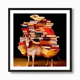 Donkey With Books Art Print