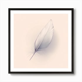 White Feather On A Beige Background Art Print