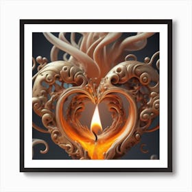 A Golden Heart Made Of Candle Smoke 5 Art Print