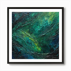 Abstract Painting Green and Blue Color 1 Art Print