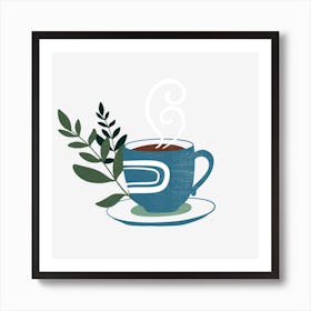 Coffee Cup With Leaves 10 Art Print