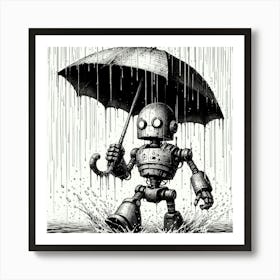 Rainy Day Robot Art Print