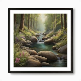 Stream In The Woods Art Print