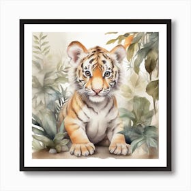 Tiger cub in Jungle 1 Art Print