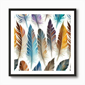 Feathers oil painting abstract painting art 3 Art Print