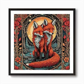 Red Foxes Art Print