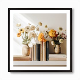 Vases And Books Art Print