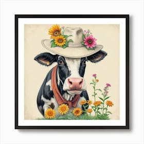 Cow In Hat 5 Art Print