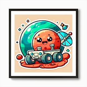 Cute Space Rover Sticker Art Print