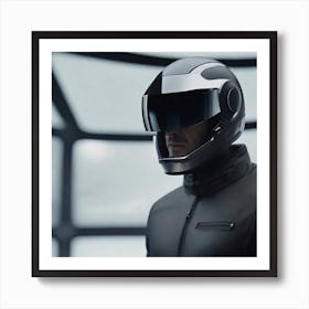 Create A Cinematic Apple Commercial Showcasing The Futuristic And Technologically Advanced World Of The Man In The Hightech Helmet, Highlighting The Cuttingedge Innovations And Sleek Design Of The Helmet And (13) Art Print