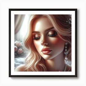 Beautiful Girl With Pearls Art Print