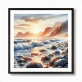 Sunset At The Beach Art Print