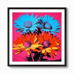 Andy Warhol Style Pop Art Flowers Asters 3 Square Art Print