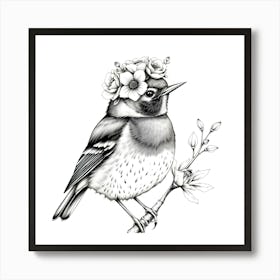 Bird With Flowers 1 Art Print