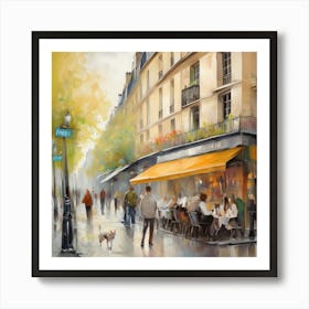 Paris Cafe.Cafe in Paris. spring season. Passersby. The beauty of the place. Oil colors.9 Art Print