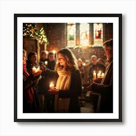 A Serene Christmas Eve Service Parishioners Immersed In Expressions Of Spiritual Surrender Engulfe (4) 1 Art Print